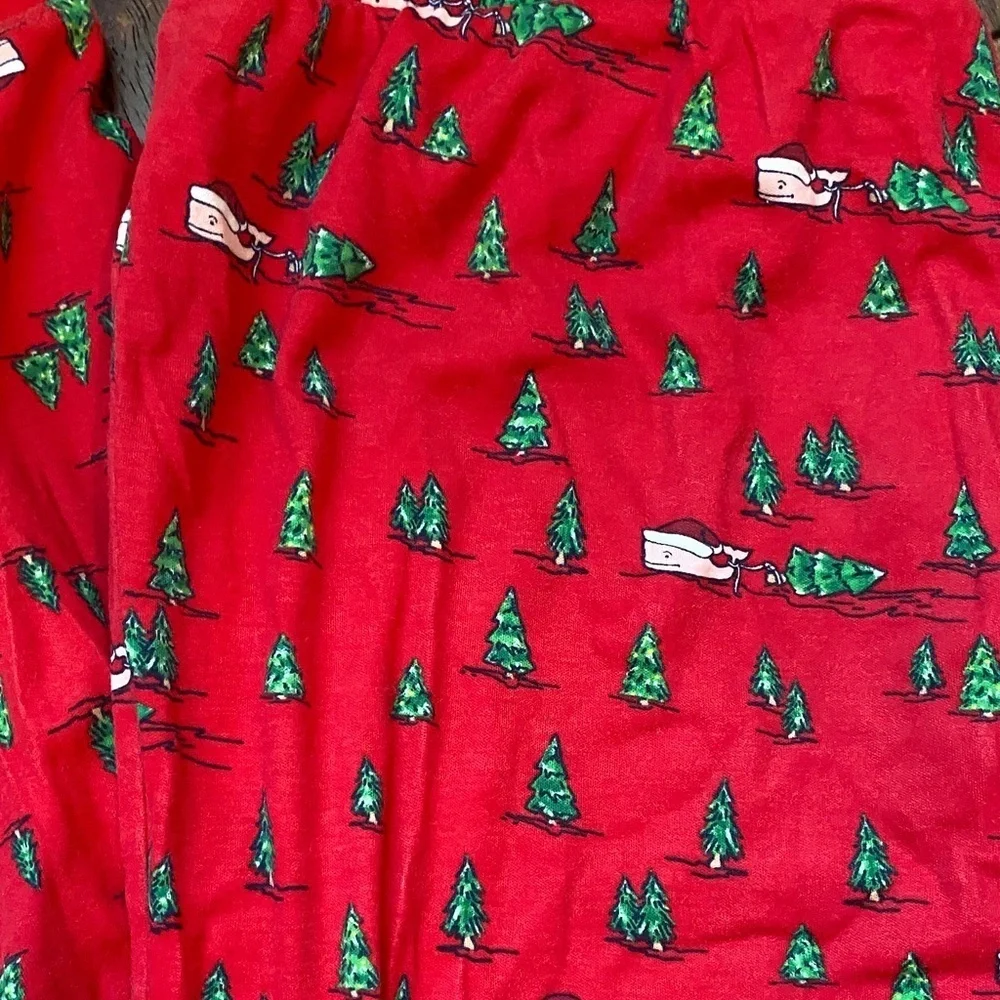 Vineyard Vines Red Kids Pajama Set with Christmas Trees